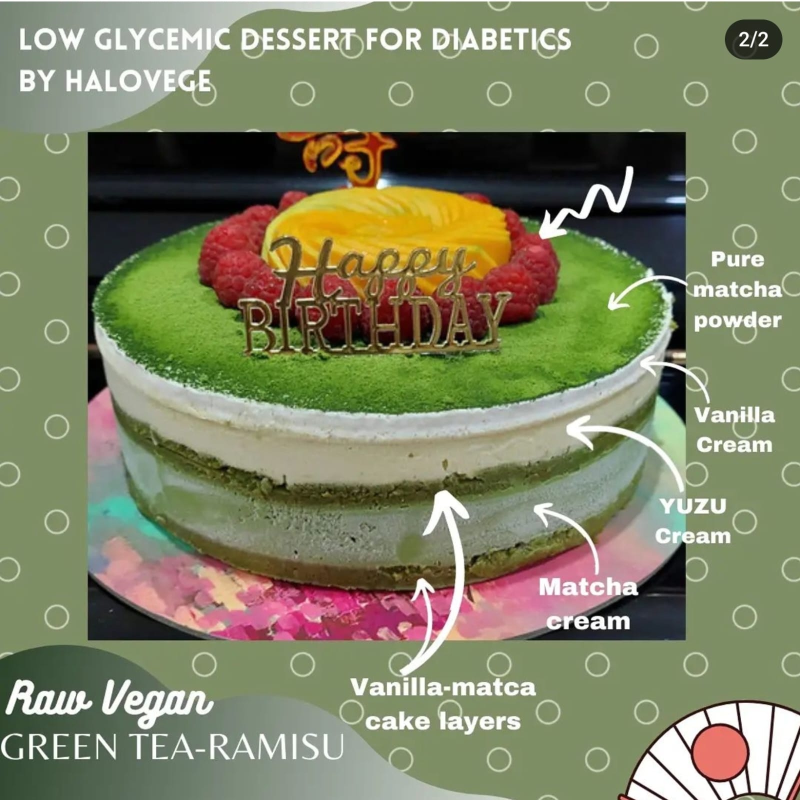 Matcha Tiramisu with Yuzu D26cm - Image 2